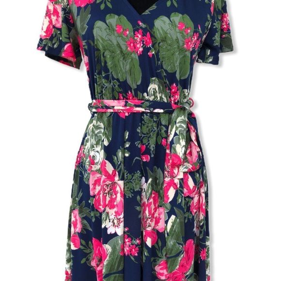 Kiki LaRue Dealmaker Dress in Navy/Fuchsia Floral NWT size Small - Picture 5 of 13